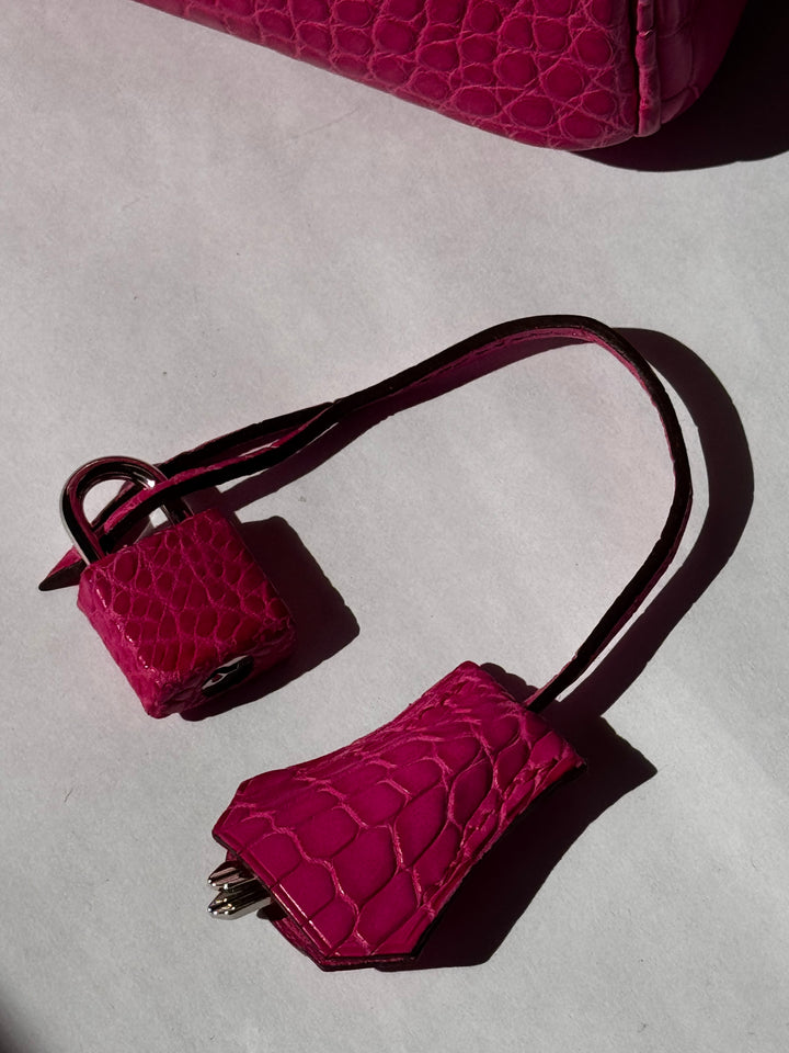 Hermès Birkin 25 Matte Alligator Rose Shocking Palladium Hardware 2019