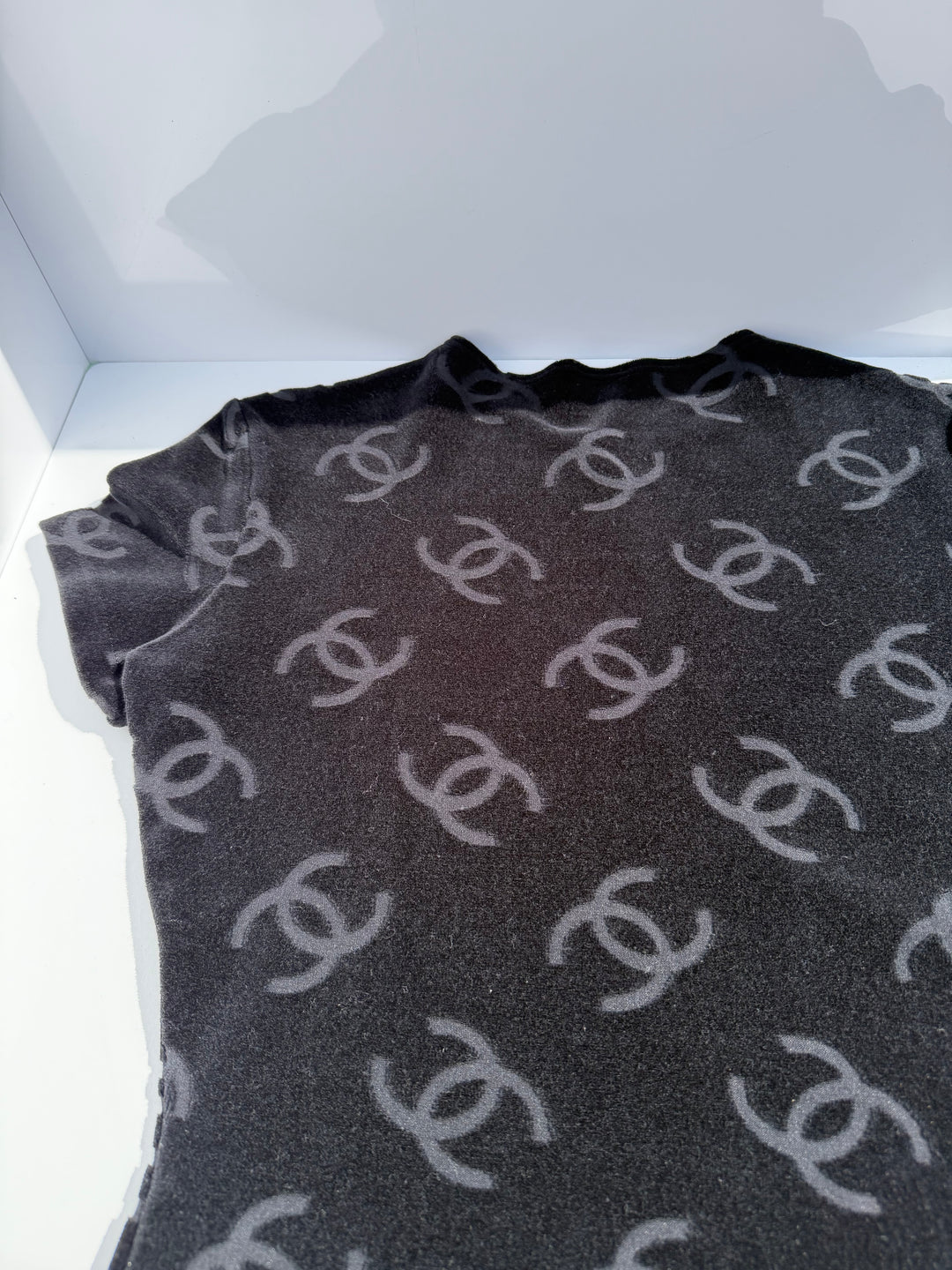 Chanel Spring 1996 Black Velour Top and Bottom Set