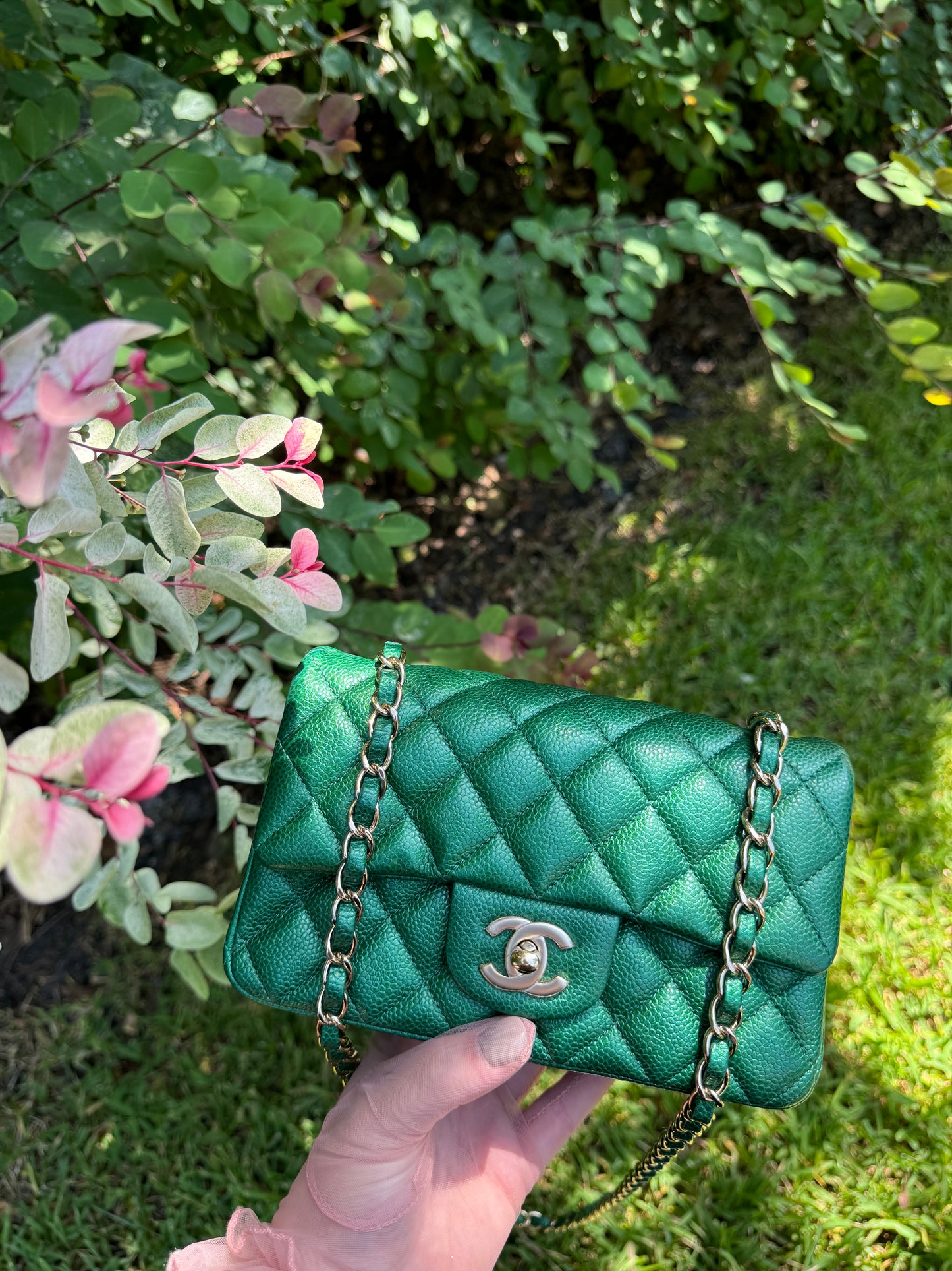 Chanel 18S Emerald Green Caviar Mini Flap Bag