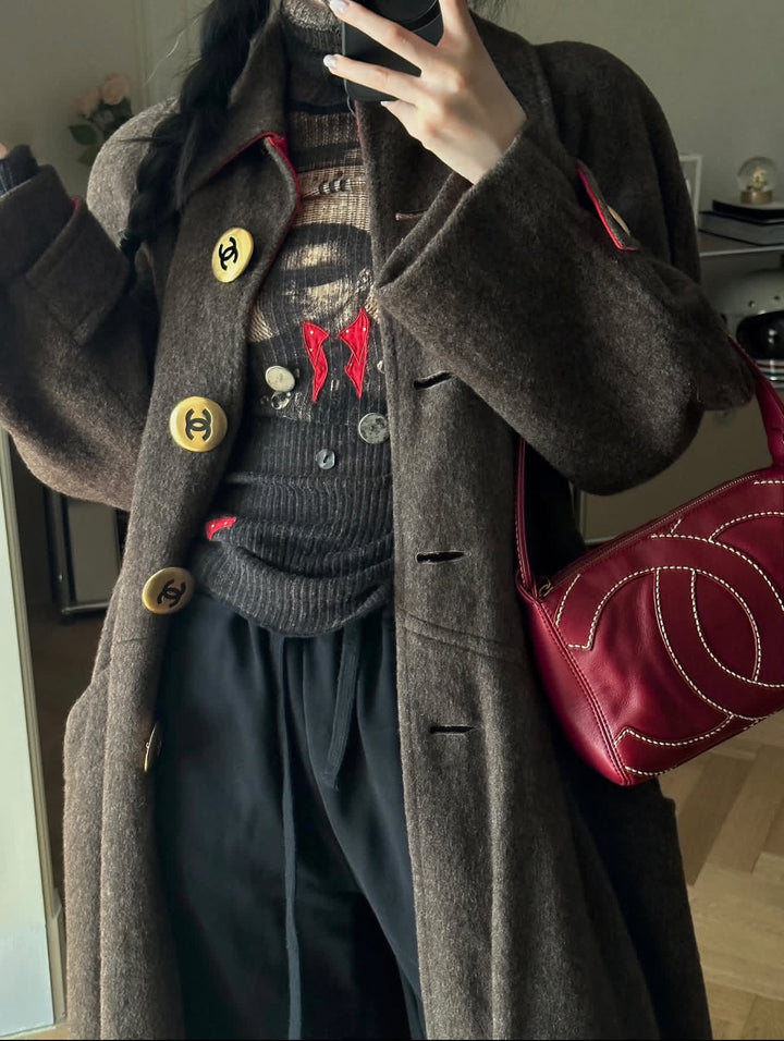Chanel CC Military Green Wool Runway Coat 1992