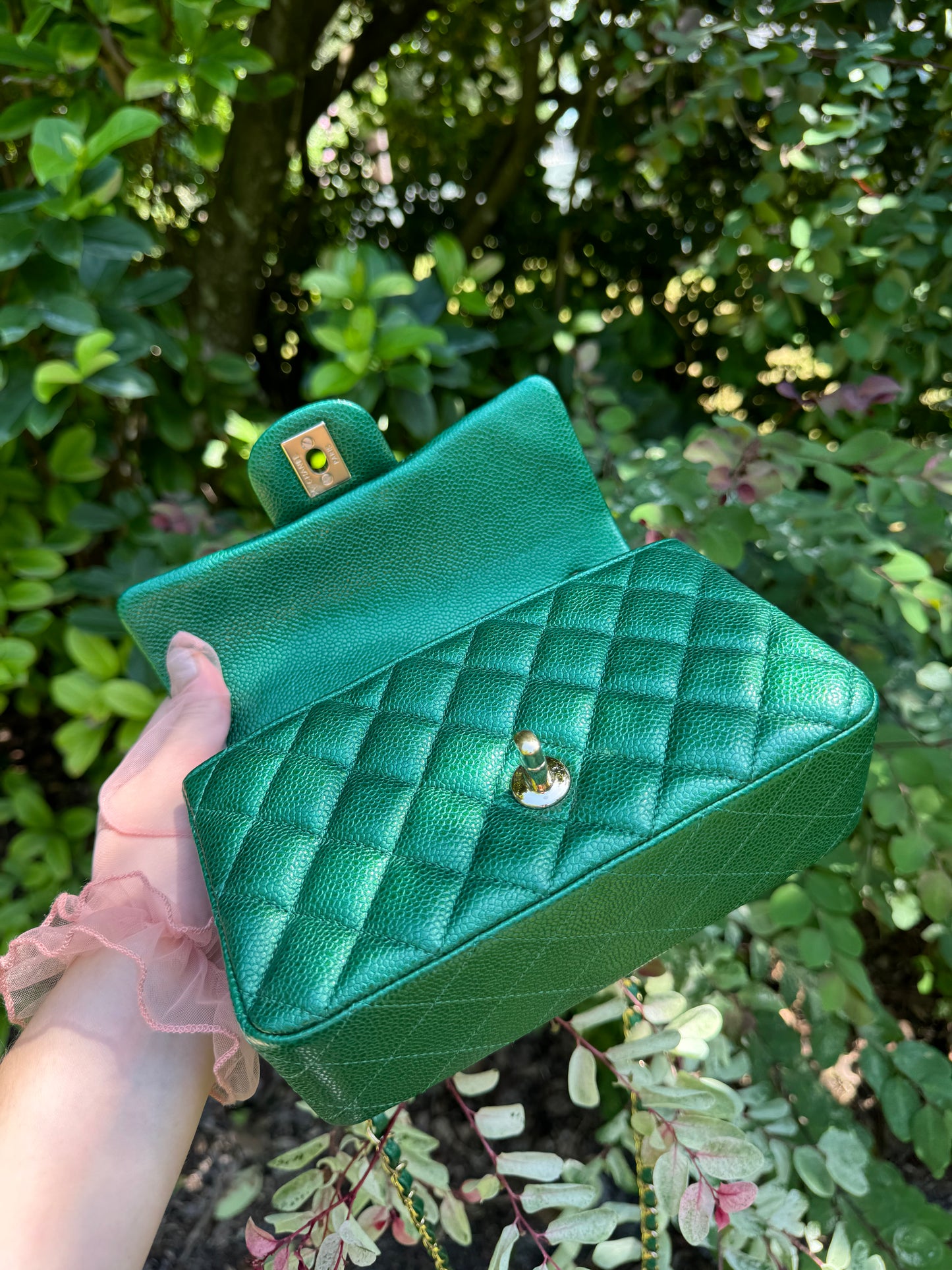 Chanel 18S Emerald Green Caviar Mini Flap Bag