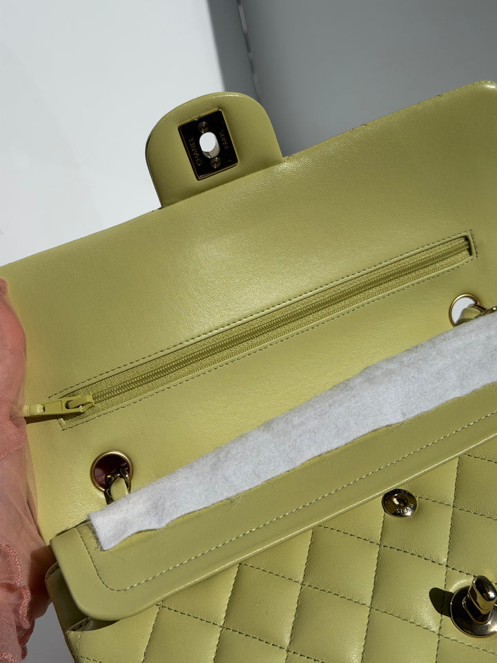 Chanel Medium Classic Flap Bag Pistachio Green Lambskin Gold Tone Hardware 2021