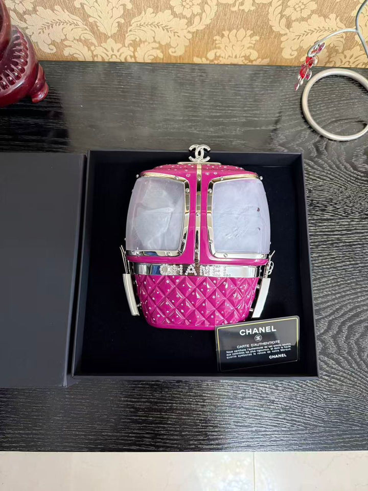 Chanel Limited Edition Pink Ski Gondola Swarovski Minaudiere