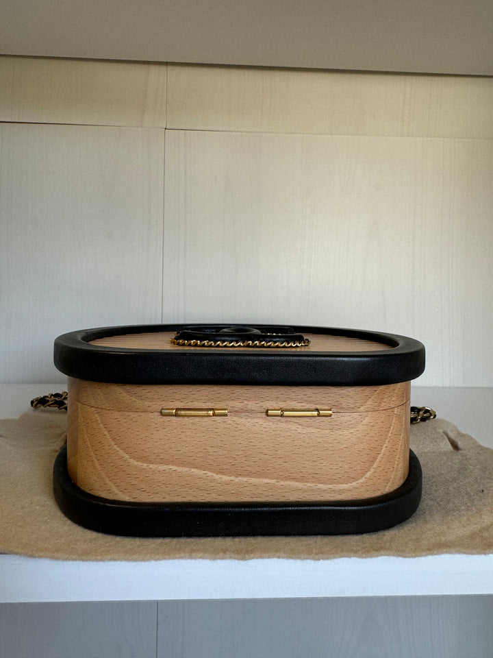 Chanel 2022 Round Beech Wood Vanity Case