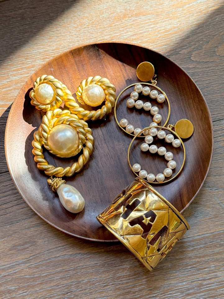 Chanel 1980s Iconic N°5 Faux Pearl Clip Earrings