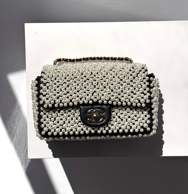 Chanel 19S Pearl Embellished Mini Rectangular Flap Bag