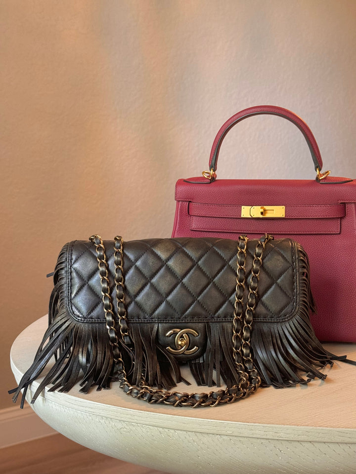 Chanel Metallic Calfskin Paris Dallas Fringe Flap Bag