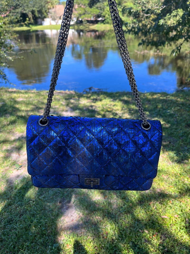 Chanel Blue Python Medium Reissue Double Flap Bag