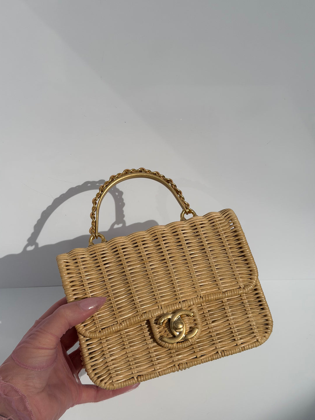 Chanel Braided Mini CC Top Handle Tan Rattan Gold Hardware 2025/26 Cruise
