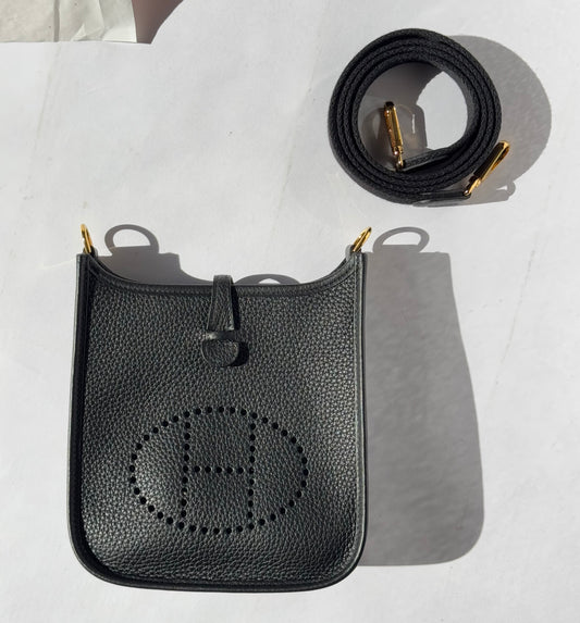 2024 Hermes Black Clemence Mini Evelyne TPM GHW