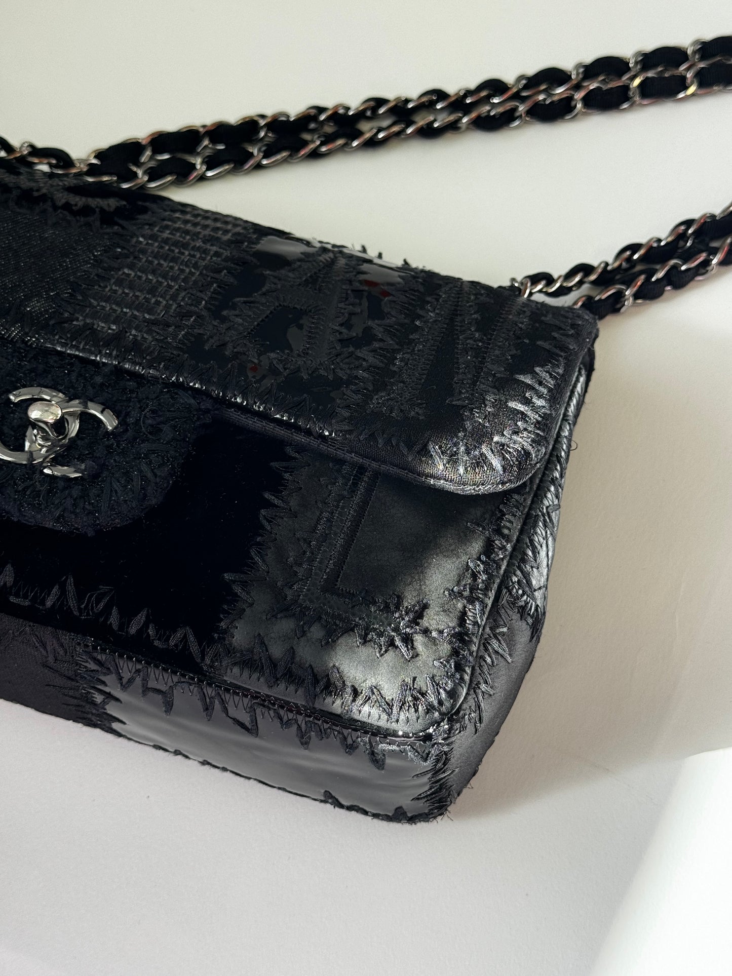 Chanel Black Patchwork Medium Single Flap Bag