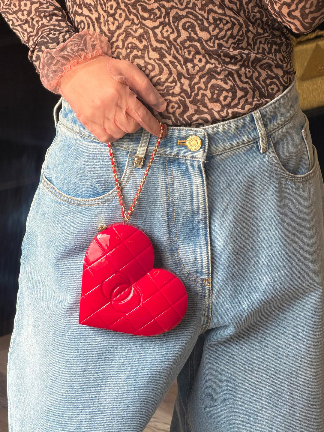 Chanel Heart Minaudiere Lucite Red Gold Hardware 2002