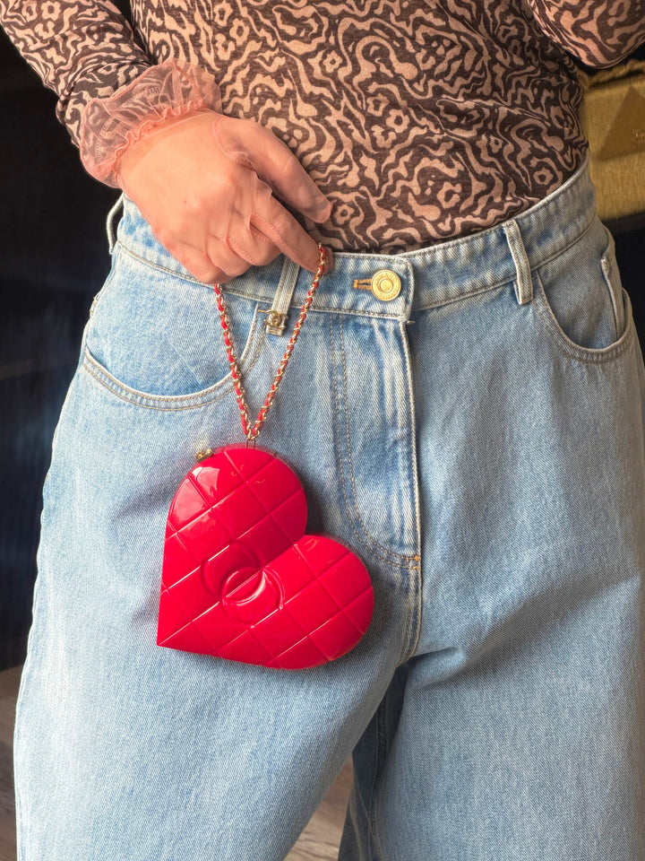 Chanel Heart Minaudiere Lucite Red Gold Hardware 2002