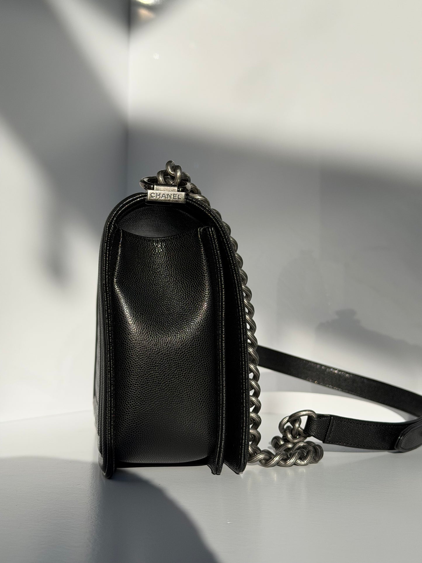 Chanel 17P Black Caviar New Medium Boy Bag