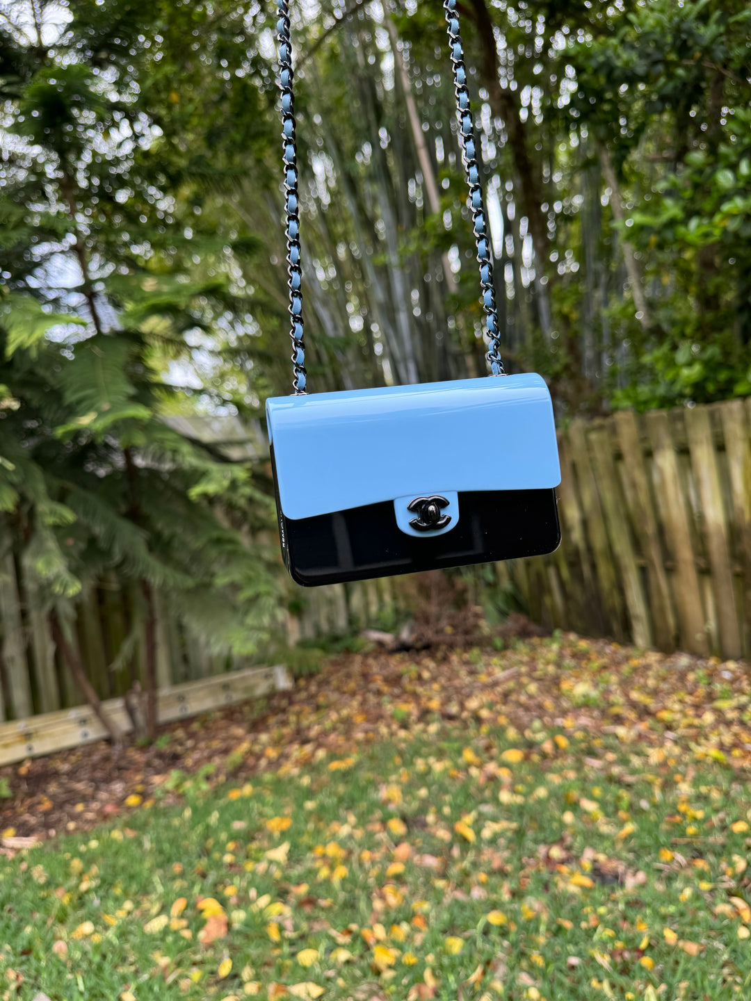 Chanel Blue Black Mini Evening Plexi Bag