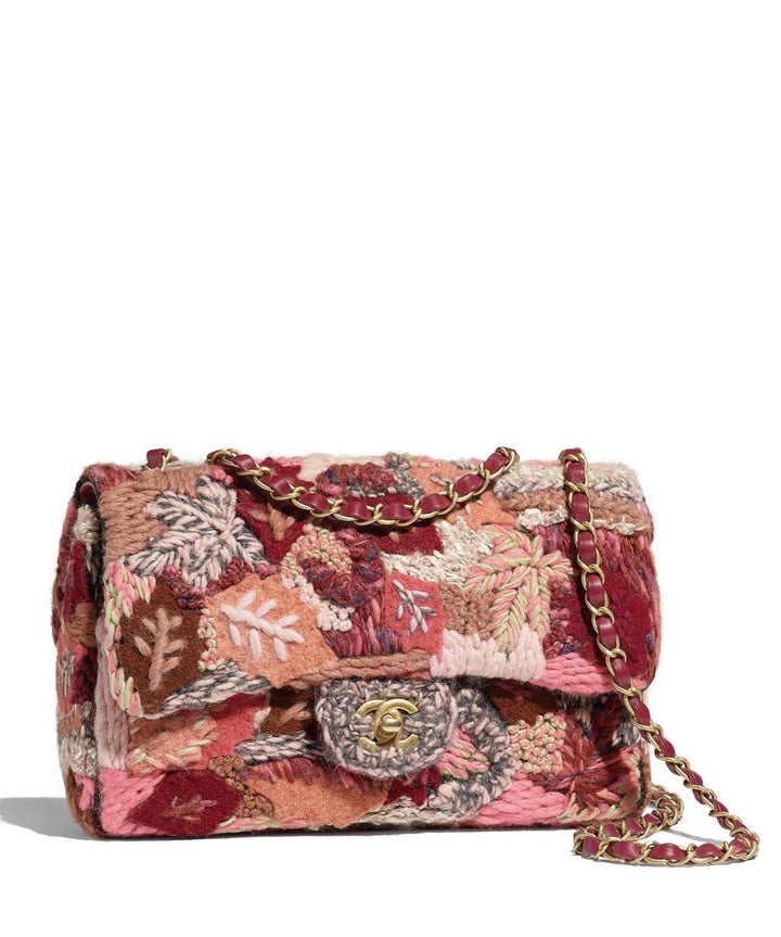 Chanel Embroidered Wool Medium Flap Bag Red Multicolor Gold Hardware 2018