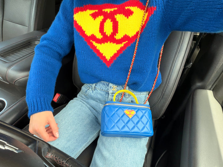 Chanel Métiers d’Art Cashmere Double CC Pullover Sweater Blue, Yellow & Red 2026