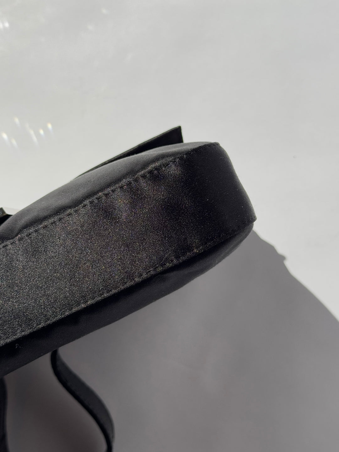 Fendi Black Satin Crystal Baguette With Lizard Trim