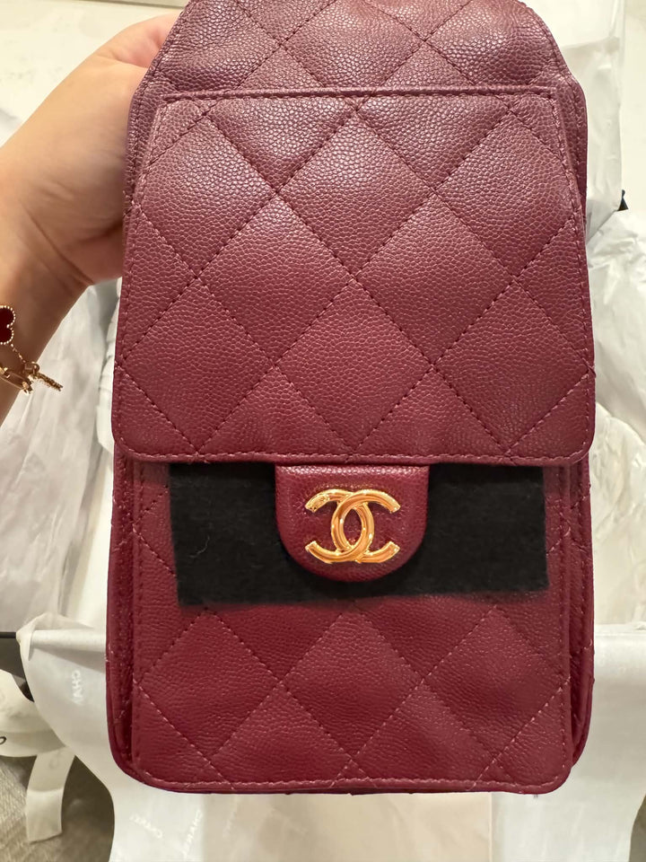 Chanel Small 25 Hobo Bag Caviar Leather Burgundy Antique Gold Hardware 2026
