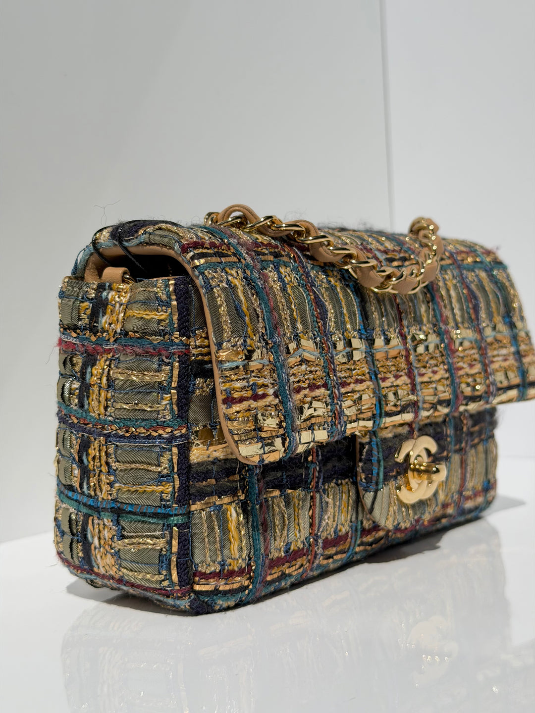 Chanel 19A Egyptian Mini Rectangular Flap Multicolor Tweed with Gold Hardware 2019