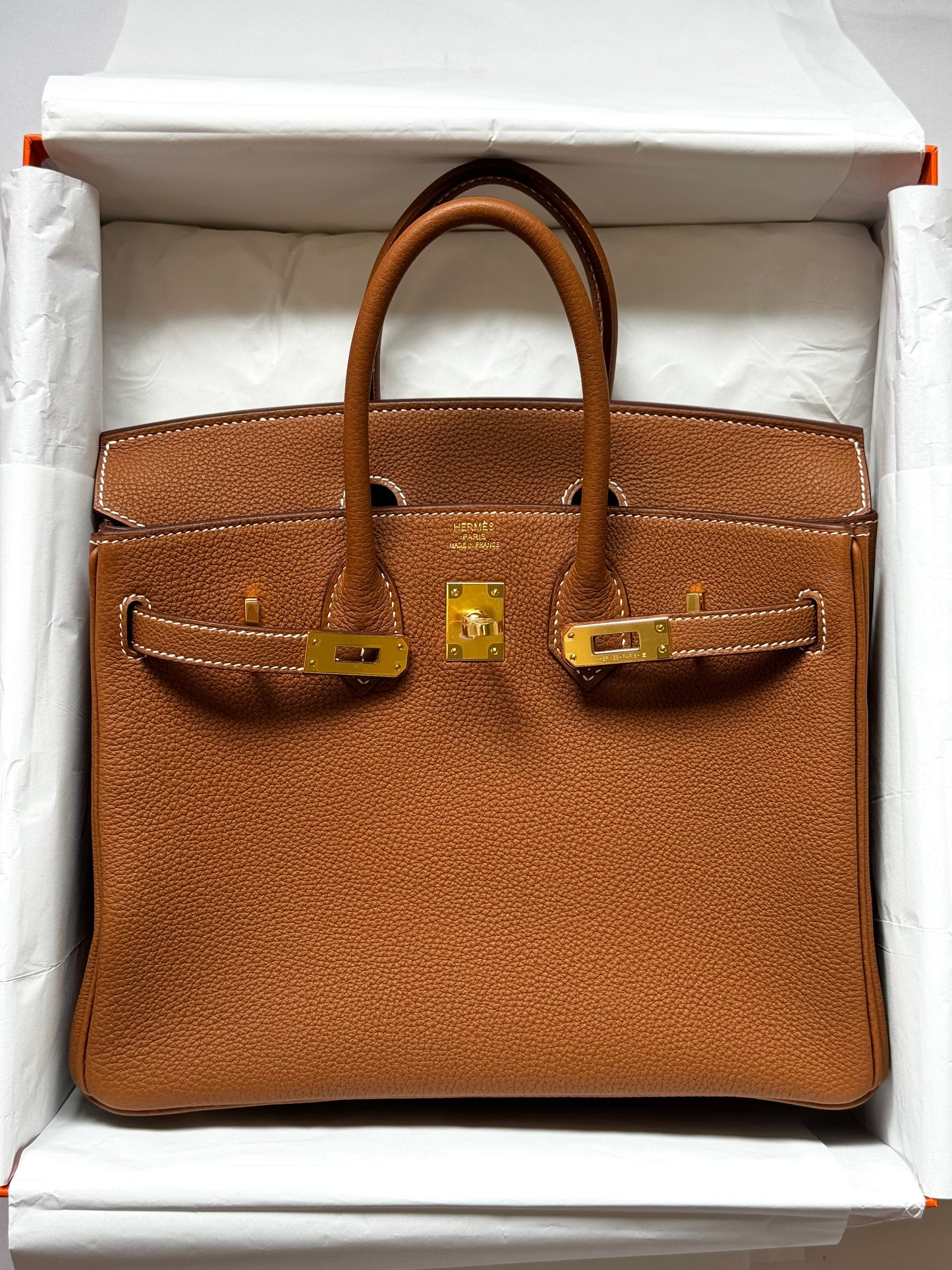 Hermes Gold Gold Togo Birkin 25