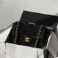 Chanel 24P Black Braided Raffia Mini Flap Bag