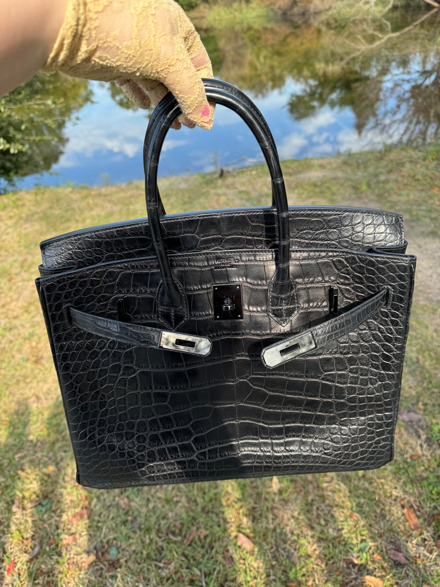 Hermes SO Black Matte Croc Birkin 35