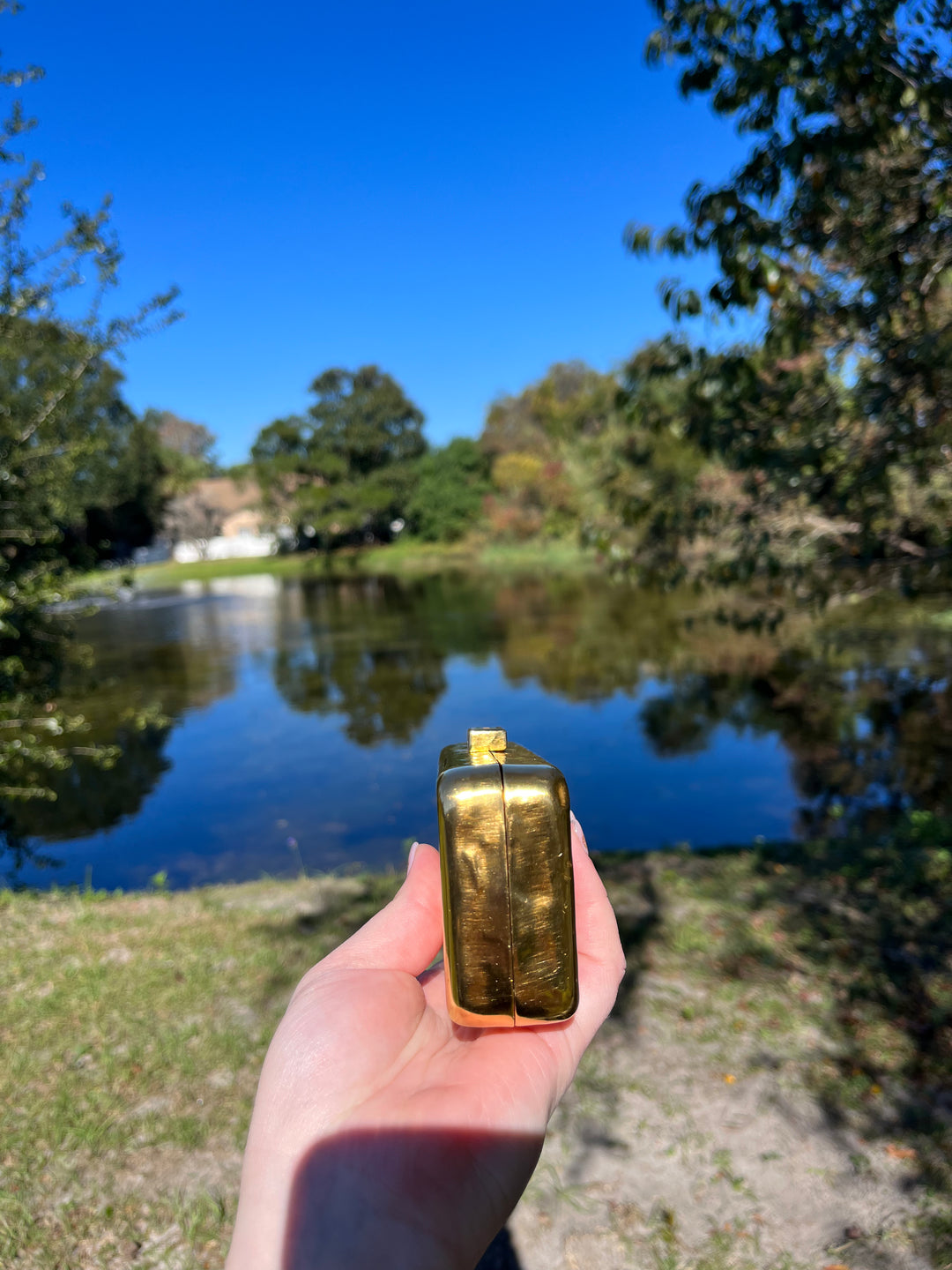Chanel Hammered Gold Metal Bullion Bar Minaudière Clutch