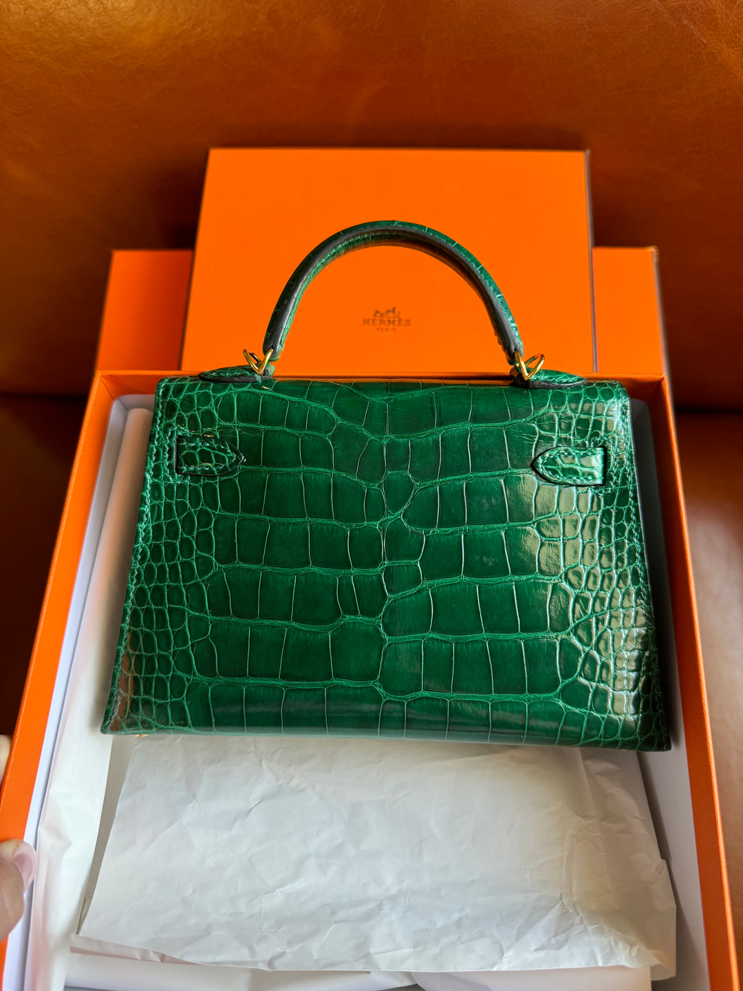 Hermes Emerald Alligator Mini Kelly