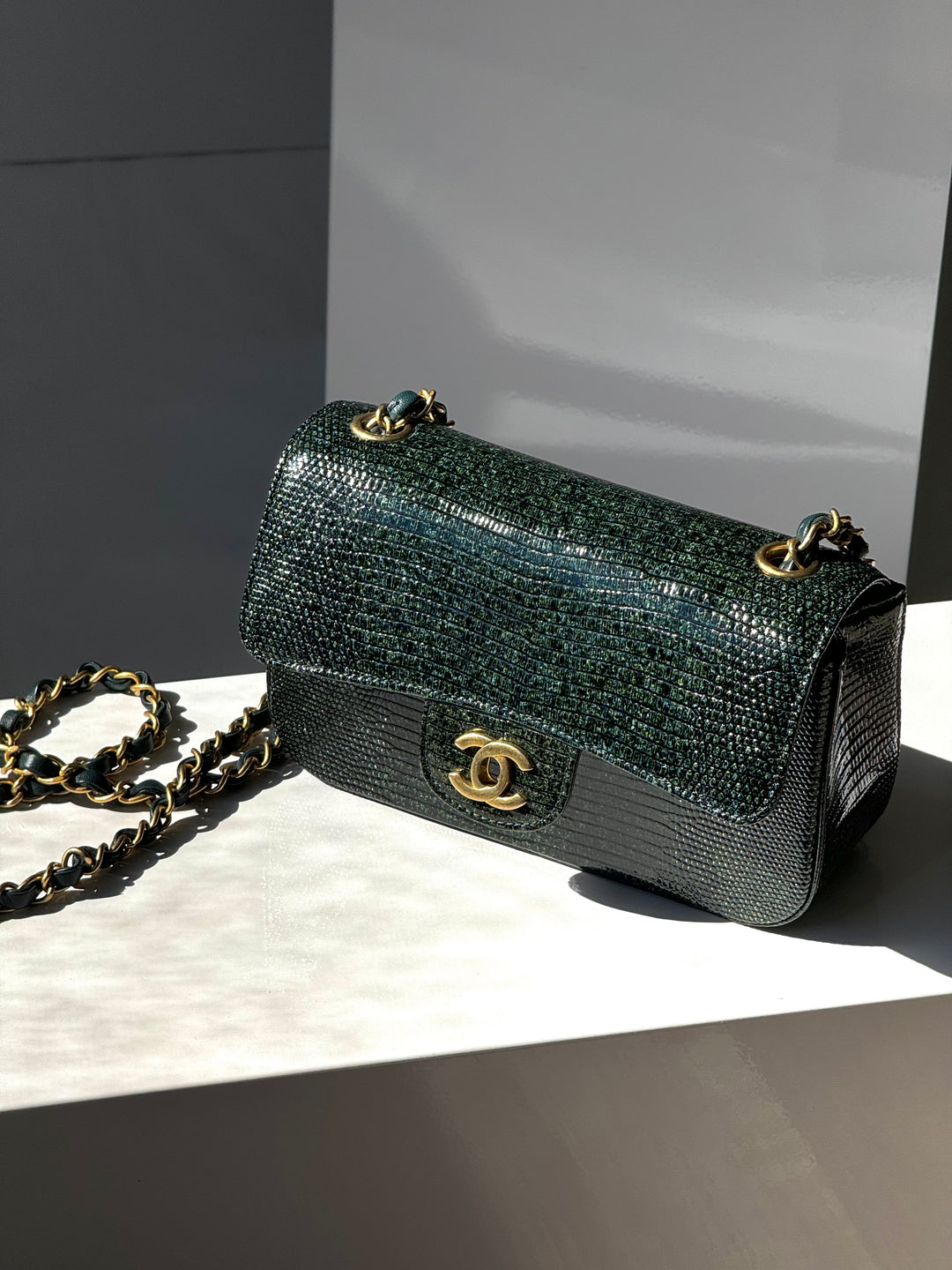 Chanel Green Lizard Mini Flap Bag
