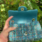 Chanel 19A Blue Egypt Tweed Mini Flap