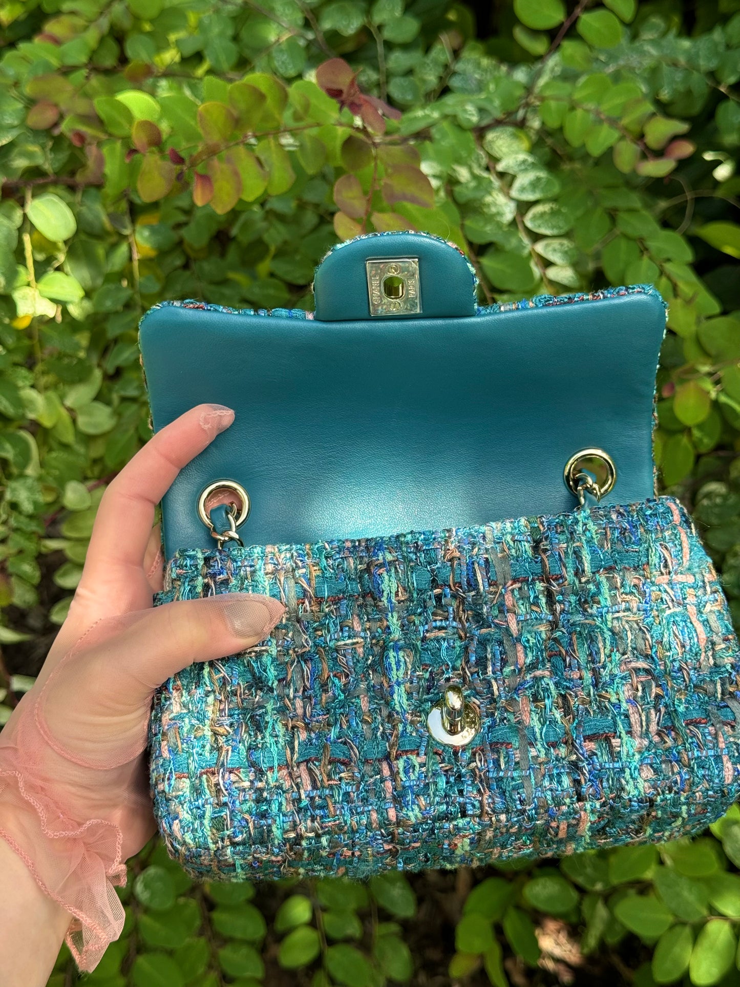 Chanel 19A Blue Egypt Tweed Mini Flap