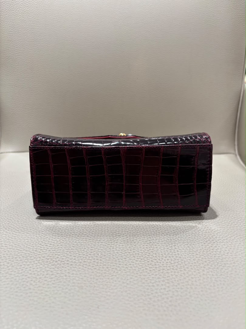 Chanel Mini Kelly Top Handle Bag Bordeaux Alligator 24K Gold-Plated Hardware 1997