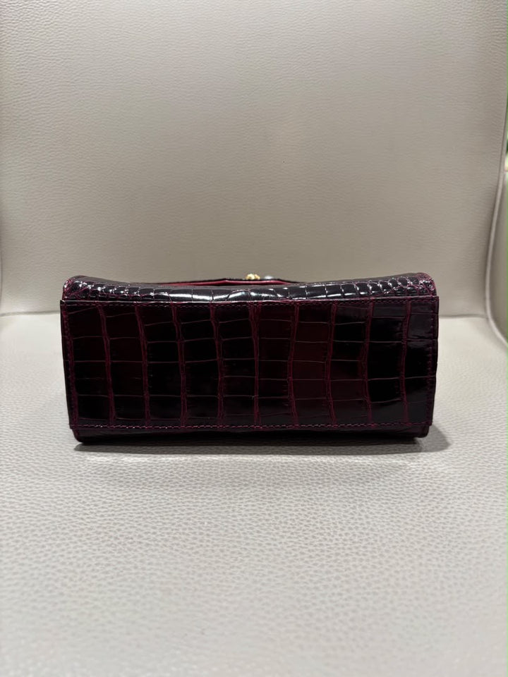 Chanel Mini Kelly Top Handle Bag Bordeaux Alligator 24K Gold-Plated Hardware 1997