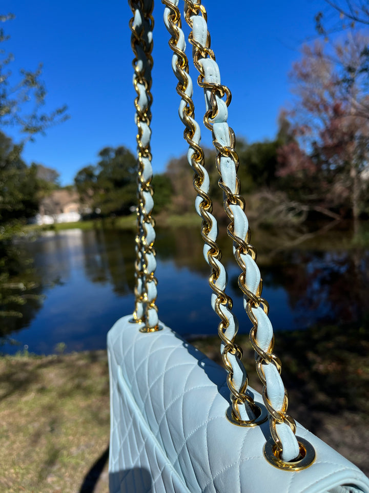 Chanel Baby Blue Maxi Lambskin Flap Bag