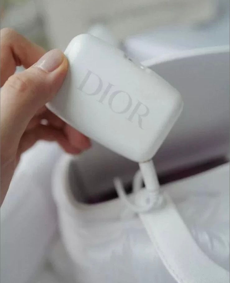 2023 Lady Dior Small White LED Twill Embellished Bag