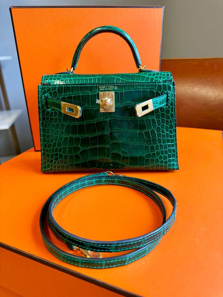 Hermes Emerald Alligator Mini Kelly