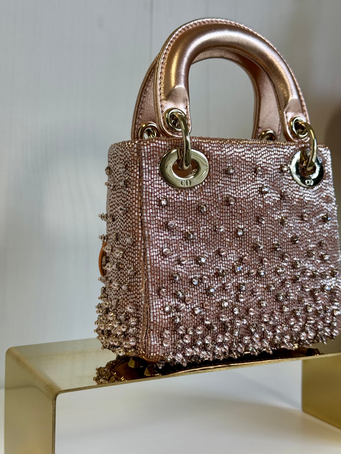 2022 Satin Rose Champagne Micro Beaded Lady Dior