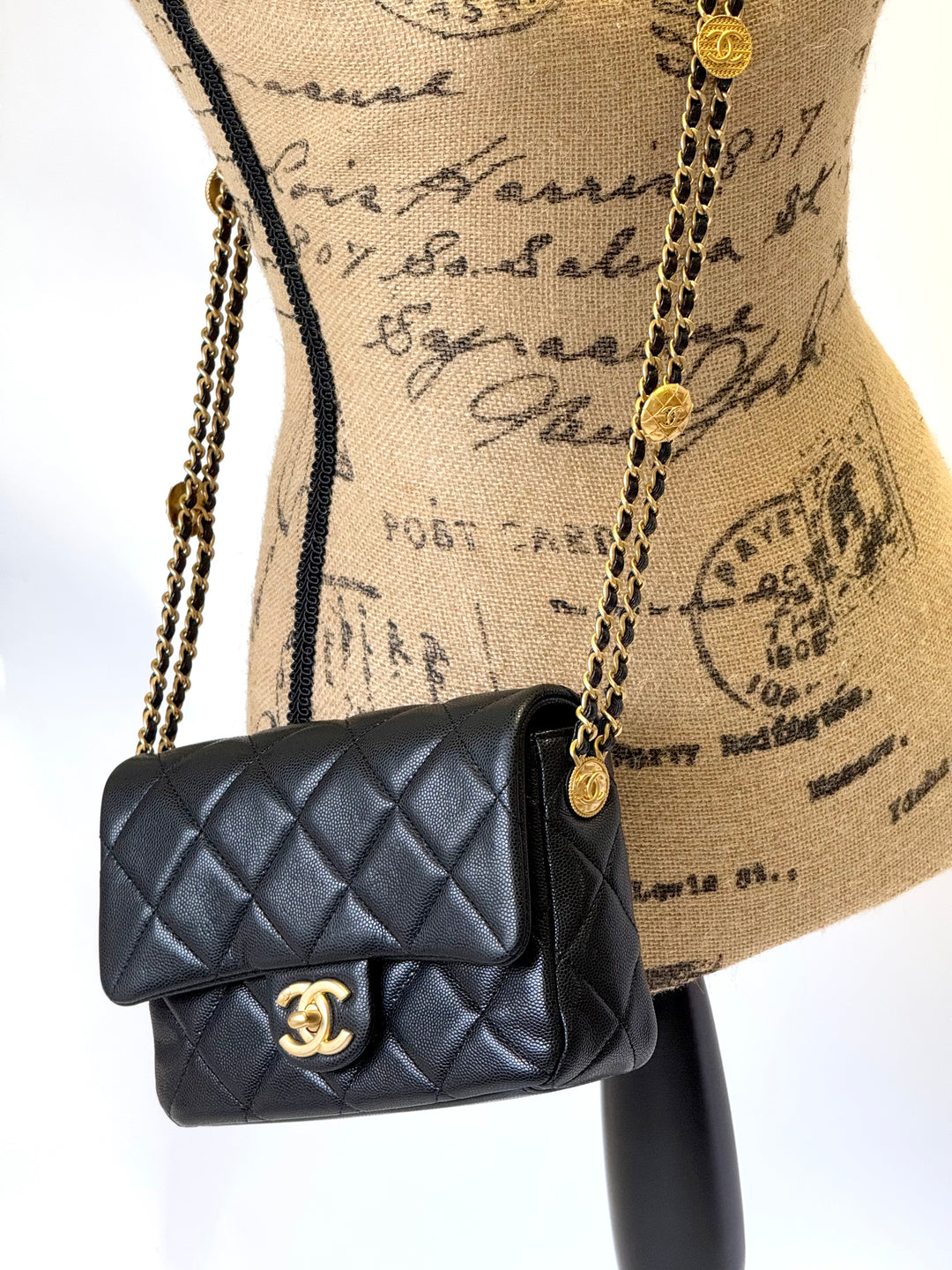 Chanel Twist Your Buttons Black Small Caviar Flap Bag