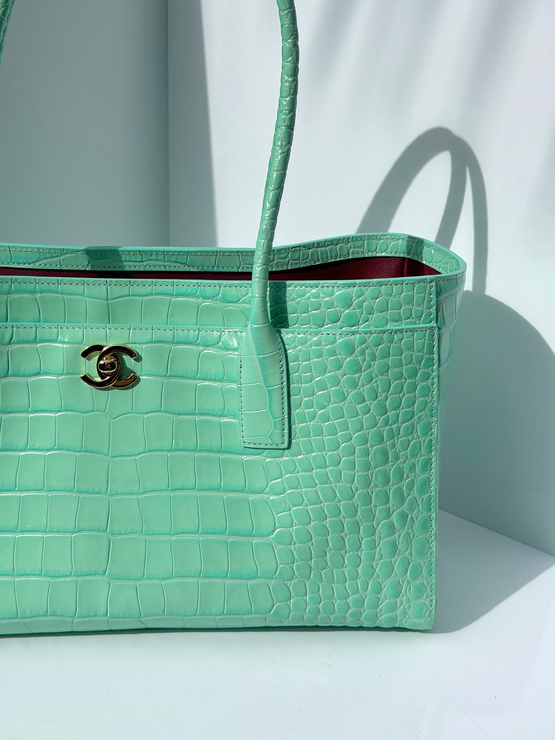 Chanel Small Shopping Bag Crocodile Embossed Calfskin Green 2026