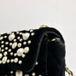 Chanel Black Velvet Mini Pearl Flap Bag