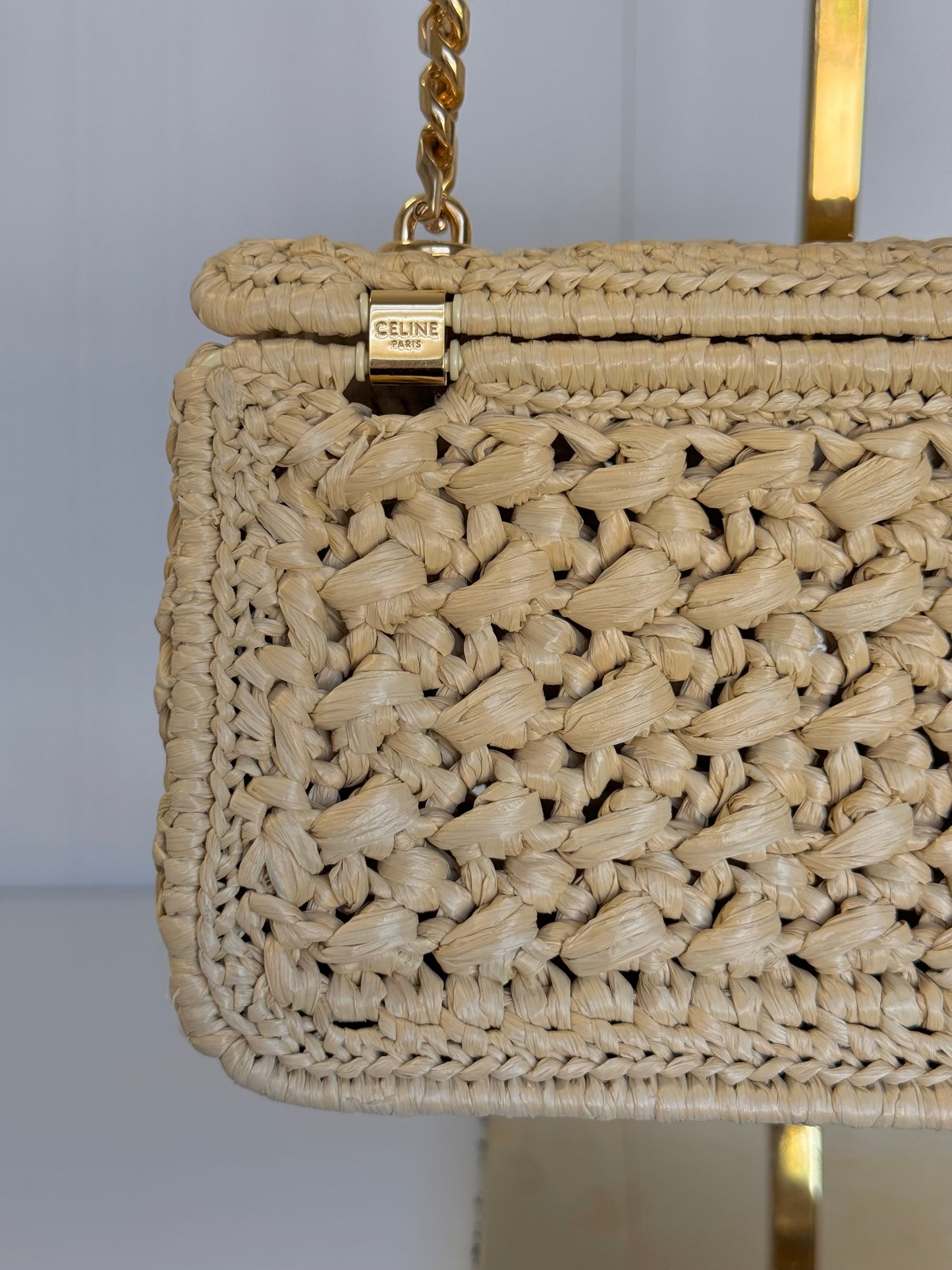 Celine 2023 Raffia Chain Shoulder Bag