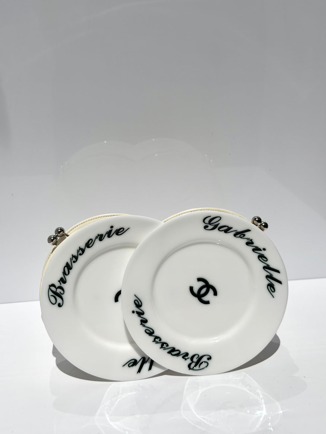 Chanel White Plexiglass Brasserie Gabrielle Plate Minaudière Silver Hardware 2015