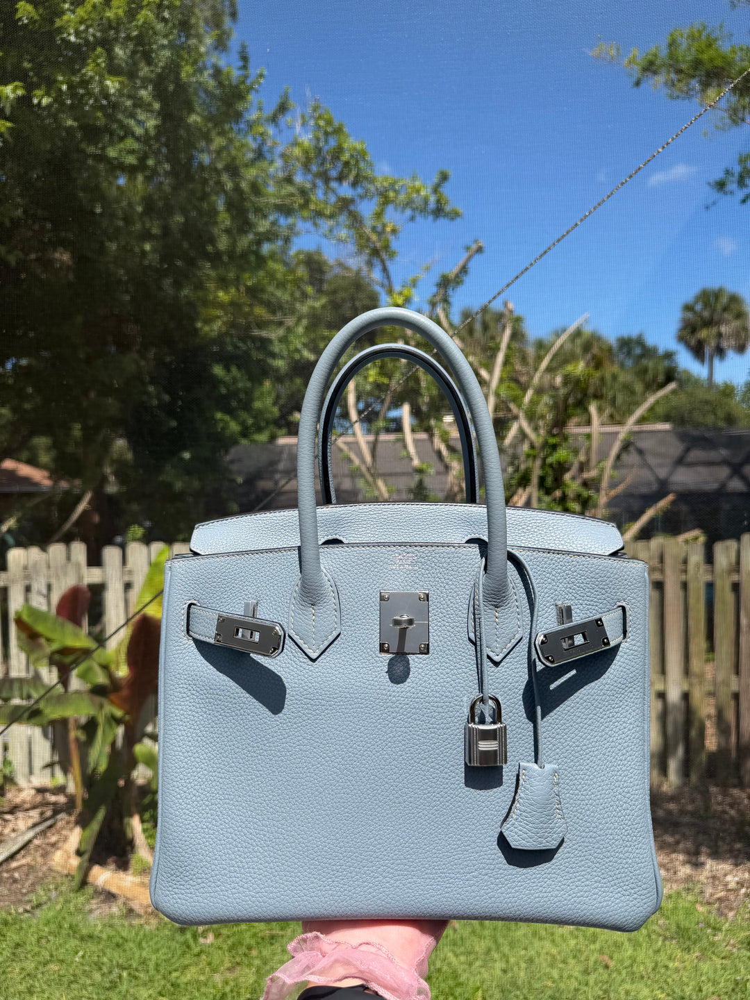 Hermès Birkin 30 Bleu Lin Togo Palladium Hardware 2012