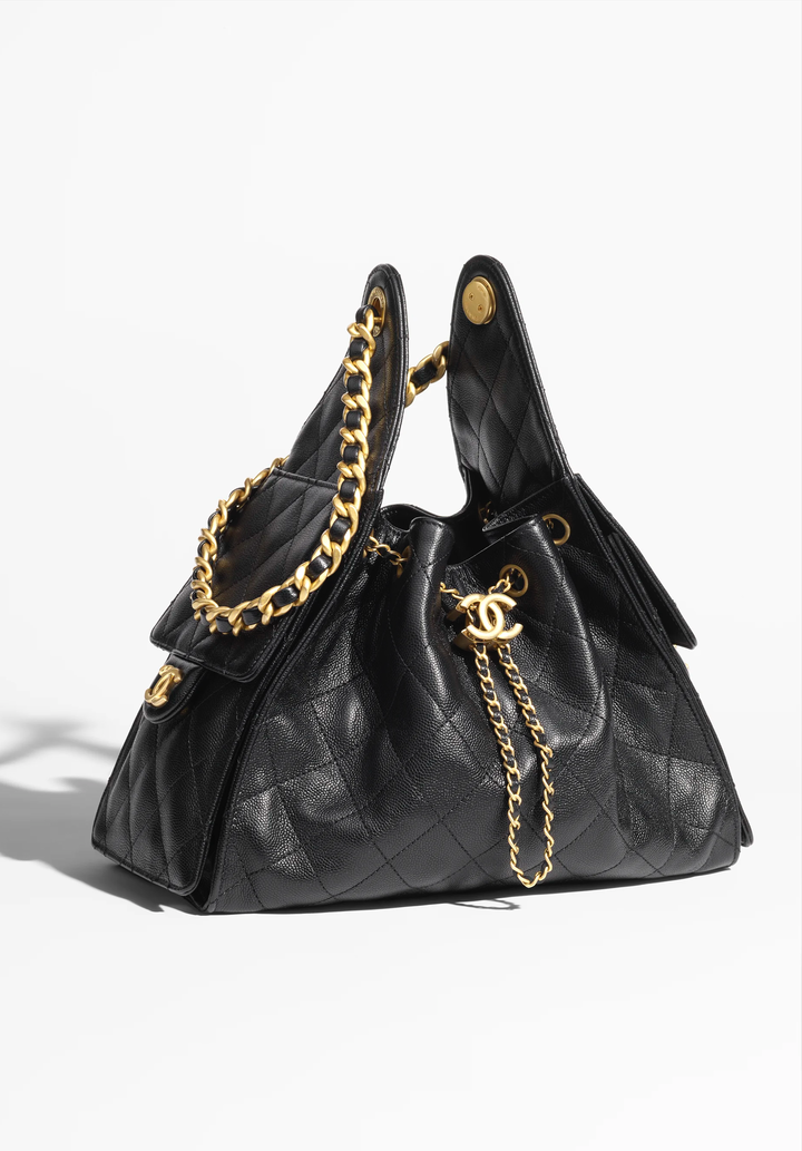 Chanel 25 Black Small Caviar Hobo Bag