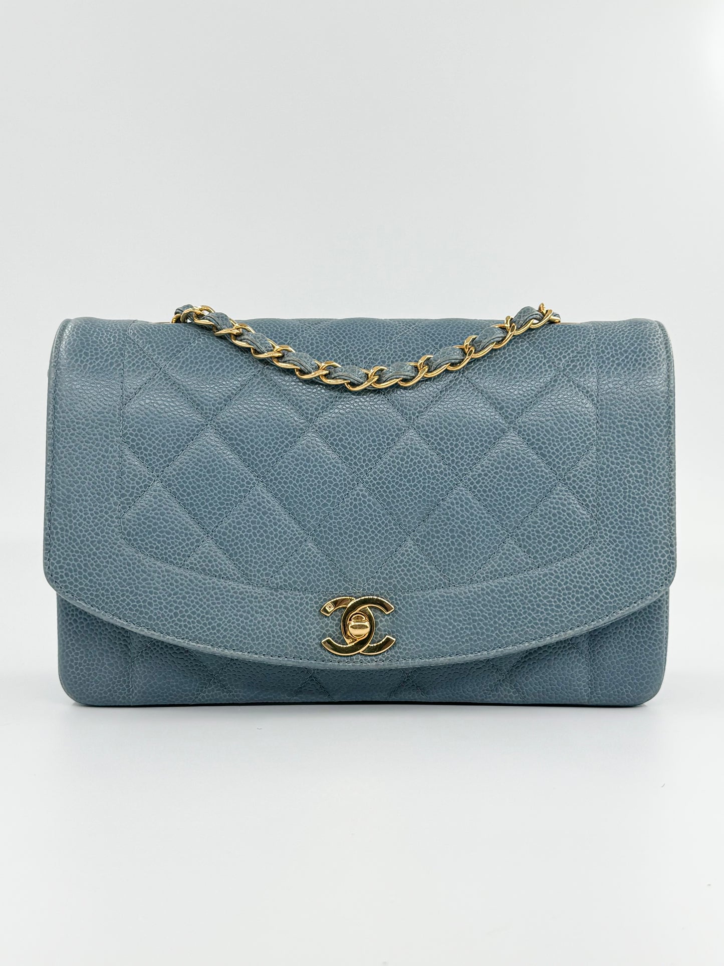 Chanel Baby Blue 24K Medium Caviar Diana Flap Bag