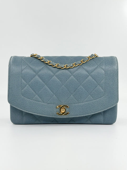 Chanel Baby Blue 24K Medium Caviar Diana Flap Bag