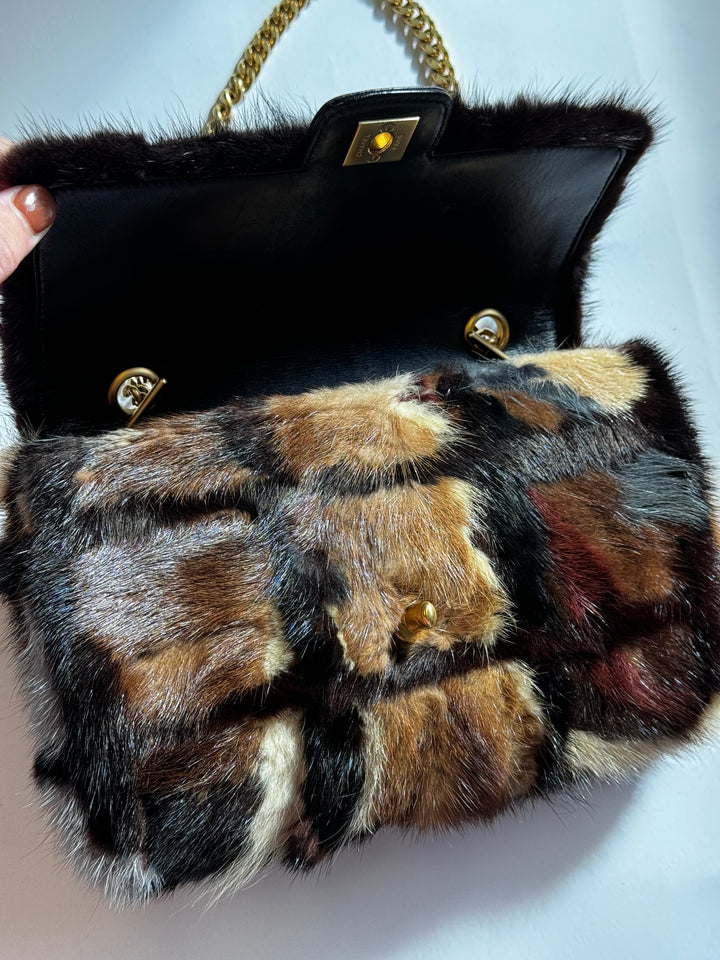 Chanel Multicolor Medium Mink Fur Single Flap Bag