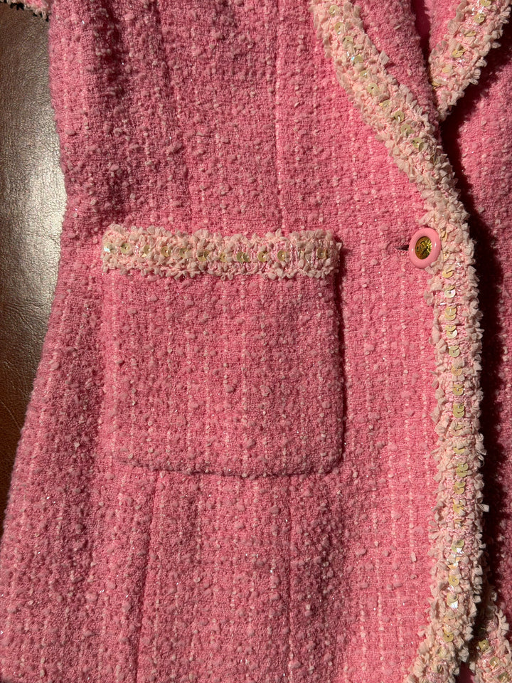 Chanel 1995 Spring “Barbie” Pink Tweed Skirt Suit
