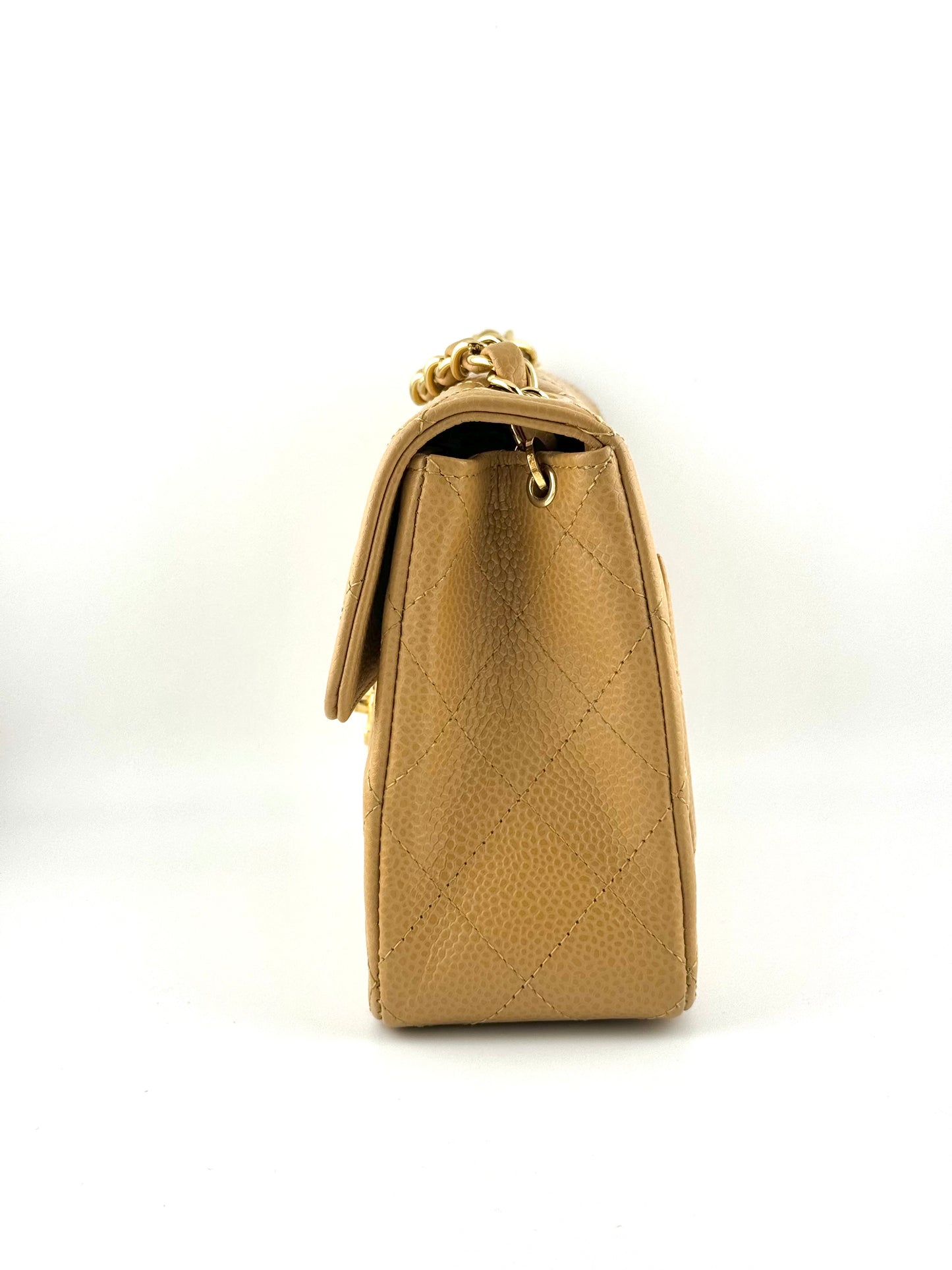 Chanel Dark Beige Vintage Mini Caviar Square Flap Bag